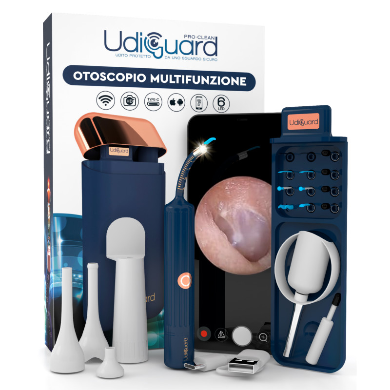 UdiGuard Pro-Clean Otoscopio Kit Pulizia Cerume Orecchie Naso e Gola