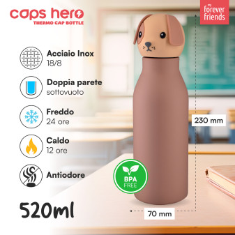 CapsHero Borraccia Termica Bambini Senza BPA 520ml Cane Dog Duke