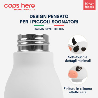 CapsHero Borraccia Termica Bambini Senza BPA 520ml Mucca Cow Cora