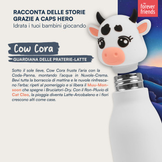 CapsHero Borraccia Termica Bambini Senza BPA 520ml Mucca Cow Cora