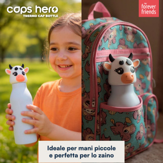 CapsHero Borraccia Termica Bambini Senza BPA 520ml Mucca Cow Cora