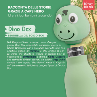 CapsHero Borraccia Termica Bambini 520ml Coccodrillo Dino Dex