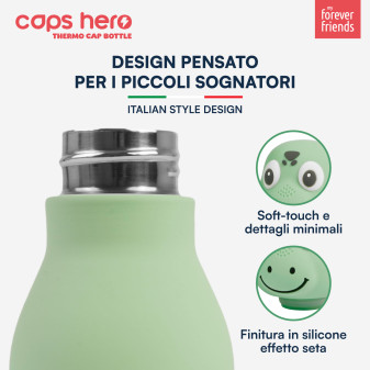 CapsHero Borraccia Termica Bambini 520ml Coccodrillo Dino Dex