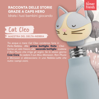 CapsHero Borraccia Termica Bambini Senza BPA 520ml Gatto Cat Cleo