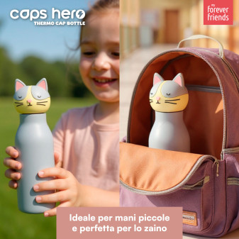 CapsHero Borraccia Termica Bambini Senza BPA 520ml Gatto Cat Cleo
