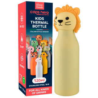 CapsHero Borraccia Termica Bambini Senza BPA 520ml Leone Lion Lio