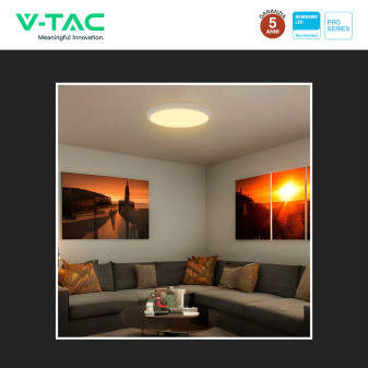 Plafoniera LED 18W SMD Samsung IP44 con Sensore V-Tac Pro