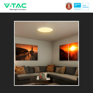 Plafoniera LED 18W SMD Samsung IP44 con Sensore V-Tac Pro