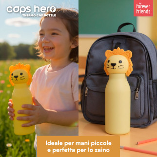 CapsHero Borraccia Termica Bambini Senza BPA 520ml Leone Lion Lio