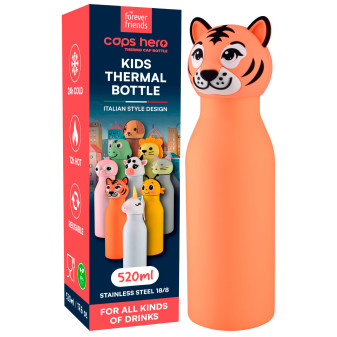 CapsHero Borraccia Termica Bambini Senza BPA 520ml Tigre Tiger Teo