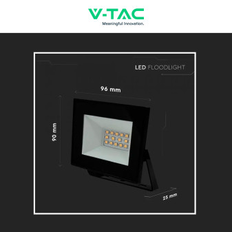 Faro LED 10W SMD IP65 Colore Nero V-Tac VT-44012