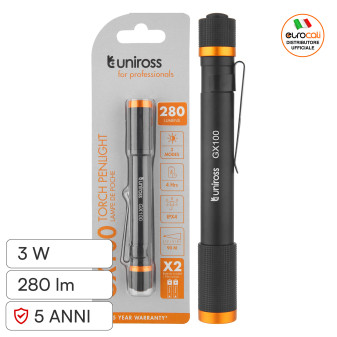 Uniross GX100 Torcia LED 3W Tascabile Multifunzione IPX4