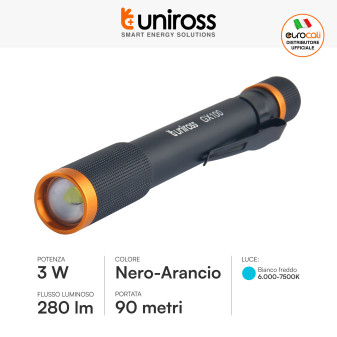 Uniross GX100 Torcia LED 3W Tascabile Multifunzione IPX4