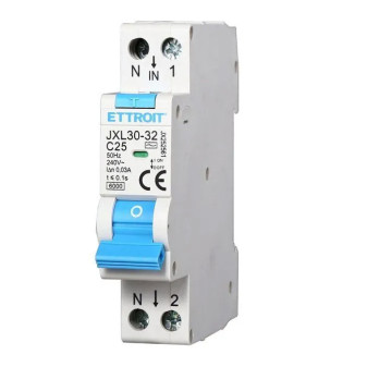 ETTROIT Magnetotermico Differenziale 1P+N 25A 30mA 220V-6KA - Mod. JX252561
