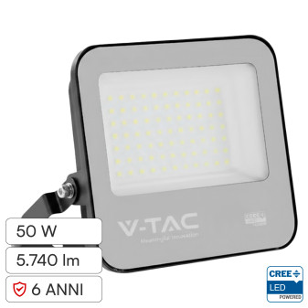 Faro LED 50W SMD Chip CREE IP65 Colore Nero VT-4455