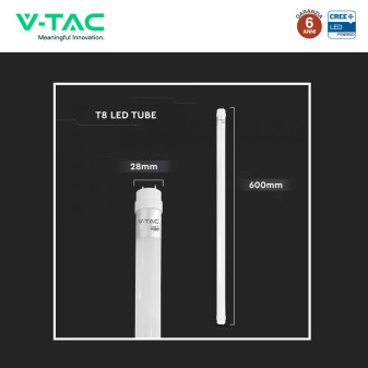 Tubo LED T8 G13 9W SMD CREE Nano-Plastic 60cm con Starter V-Tac