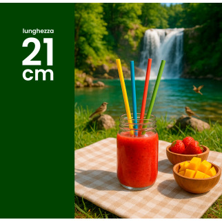 50 Cannucce Colorate in PLA 21cmx6,8mm Biodegradabili Lisce