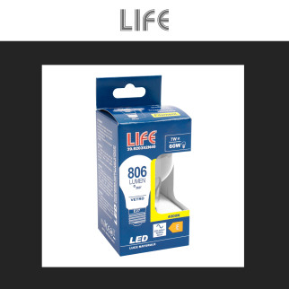 Life Lampadina LED E27 7W Goccia A60 Filament in Vetro Trasparente