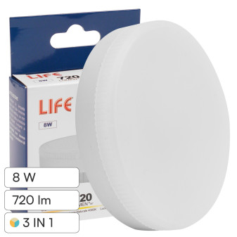 Lampadina LED GX53 8W Disc SMD CCT Changing Color 3in1 Life