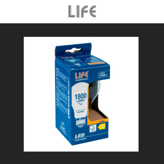 Life Lampadina LED E27 12W Goccia A70 Filament in Vetro Trasparente