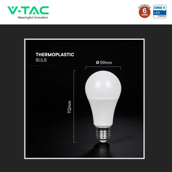 V-Tac Lampadina LED E27 10,5W Goccia A60 SMD Opaca