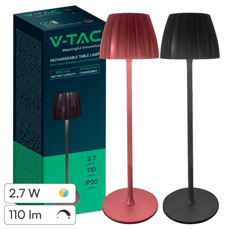 V-Tac VT-7967 Lampada LED SMD da Tavolo 2,7W 3in1 Ricaricabile