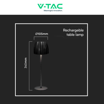 V-Tac VT-7967 Lampada LED SMD da Tavolo 2,7W 3in1 Ricaricabile