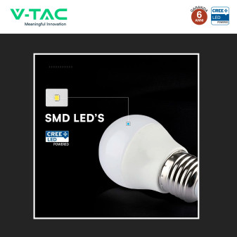 V-Tac VT-270 Lampadina LED E27 6,5W MiniGlobo G45 SMD Chip CREE
