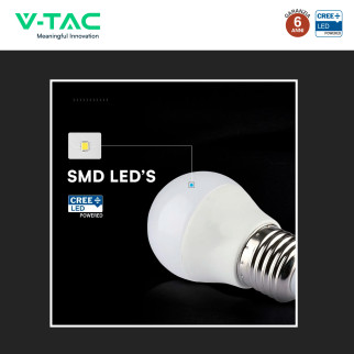 V-Tac VT-270 Lampadina LED E27 6,5W MiniGlobo G45 SMD Chip CREE