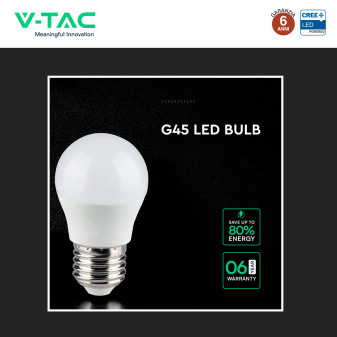 V-Tac VT-270 Lampadina LED E14 6,5W MiniGlobo G45 SMD Chip CREE