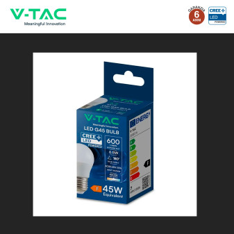 V-Tac VT-270 Lampadina LED E27 6,5W MiniGlobo G45 SMD Chip CREE