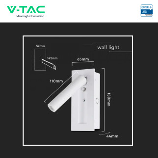 VT-88061 Lampada LED Muro 2W SMD chip CREE Applique con Faretto V-Tac