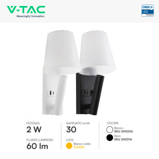 V-Tac VT-88062 Lampada LED da Muro 2W SMD Chip CREE Applique