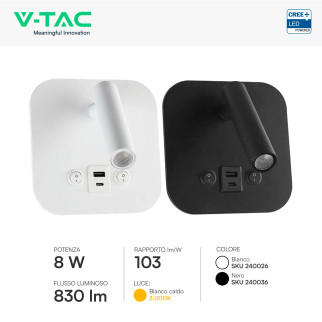 V-Tac VT-80068 Lampada LED da Muro 8W SMD Chip CREE Applique