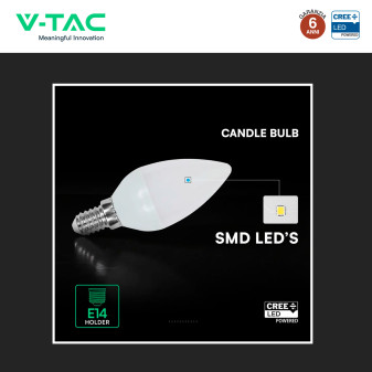 V-Tac Lampadina LED E14 4,5W Candela C37 SMD Opaca