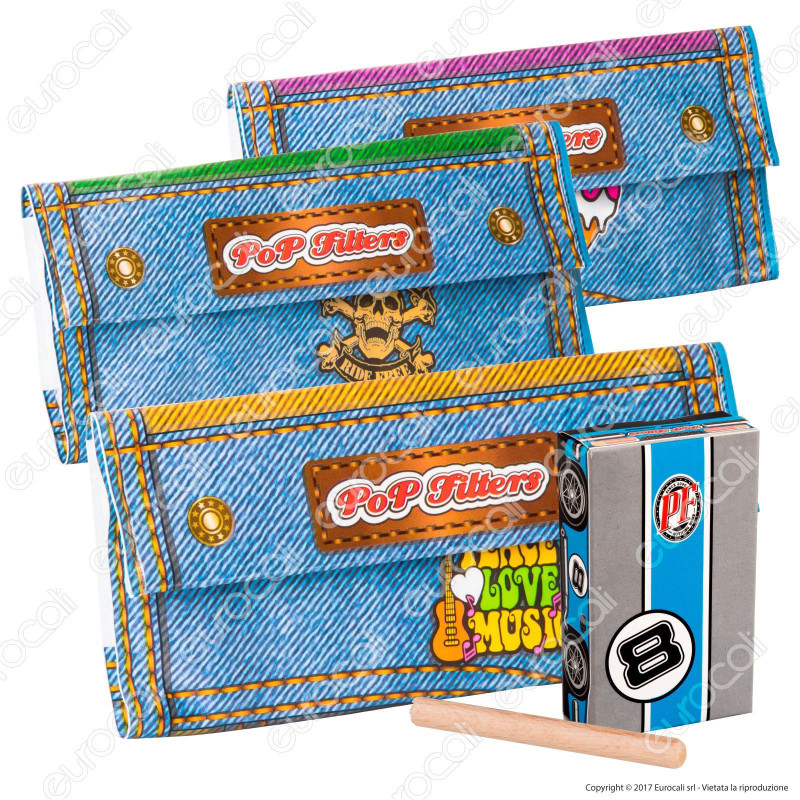 Pop Filters Porta Busta di Tabacco con Porta Filtri e Pressa Tabacco