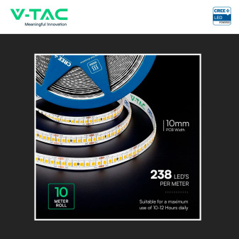 V-TAC Striscia LED Flessibile 18 W/m Monocolore Chip CREE 24V 10m