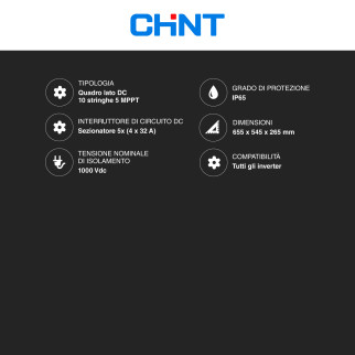 Chint Quadro Elettrico Lato DC Fino a 50kW 1000V 10 stringhe 5 MPPT