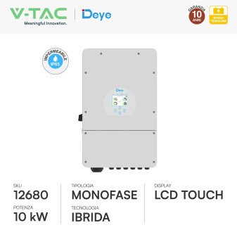 V-Tac Deye Inverter Monofase Ibrido On-Grid / Off-Grid 10kW IP65