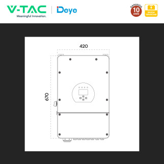 V-Tac Deye Inverter Monofase Ibrido On-Grid / Off-Grid 10kW IP65