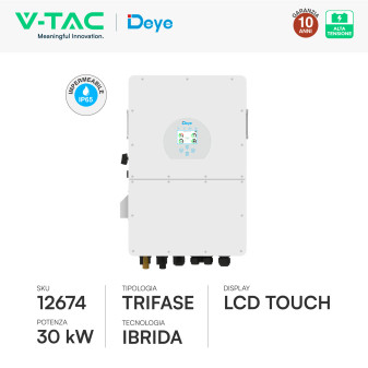 V-Tac Deye Inverter Trifase On-Grid / Off-Grid 30kW IP65