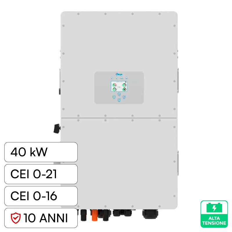 V-Tac Deye Inverter Trifase On-Grid / Off-Grid 40kW IP65 CEI 0-21 CEI 0-16