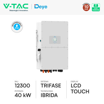 V-Tac Deye Inverter Trifase On-Grid / Off-Grid 40kW IP65 CEI 0-21 CEI 0-16
