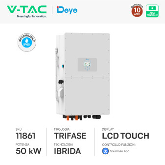 V-Tac Inverter Trifase Ibrido On-Grid / Off-Grid 50kW CEI 0-21 0-16