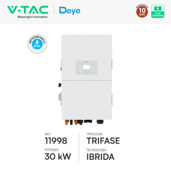 V-Tac Inverter Trifase On-Grid/Off-Grid 30kW IP65 CEI 0-21 CEI 0-16