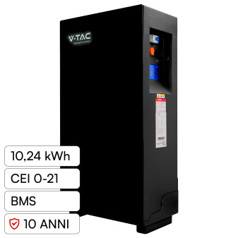 V-Tac Batteria BMS LiFePO4 51,2V 200Ah 10,24kWh Colore Nero