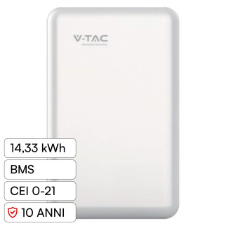 V-Tac Batteria BMS LiFePO4 51,2V 280Ah 14,33kWh per Inverter CEI 0-21
