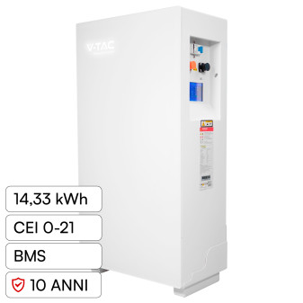 V-Tac Batteria BMS LiFePO4 51,2V 280Ah 14,33kWh CEI 0-21