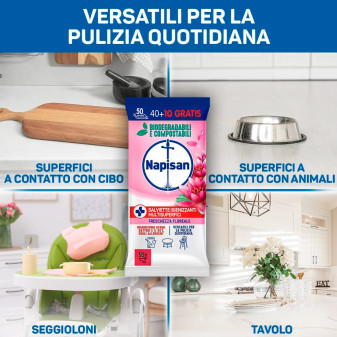 Napisan Salviette Igienizzanti Biodegradabili Freschezza Floreale