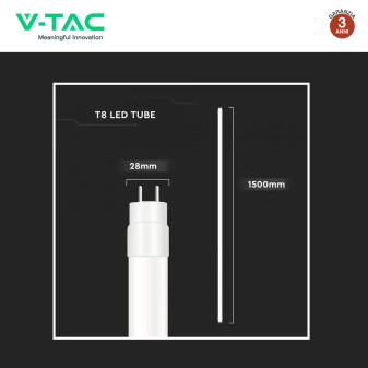 Tubo LED SMD T8 G13 24W Nano-Plastic 150cm con Starter V-Tac